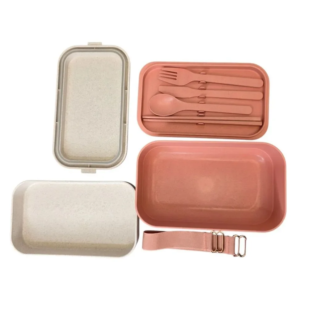 Our Place Layered Bento Box Lunchbox Set Pink and Cream
